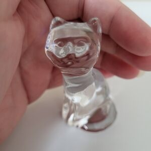 Clear Solid Molded Glass Kitty Cat Figurine